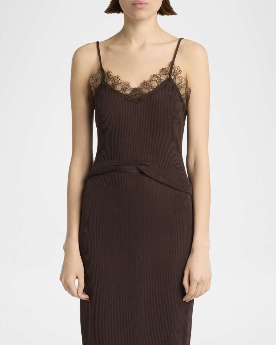 Ikee Lace-Trim Rib Tank Top